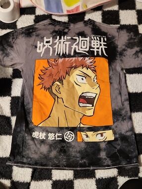 Cotton Graphic Anime Tee - Black & Orange